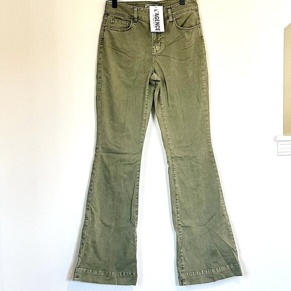 NWT L'AGENCE The Affair Green High Rise Flare Jean in Brigade - Size 26 - Picture 2 of 15